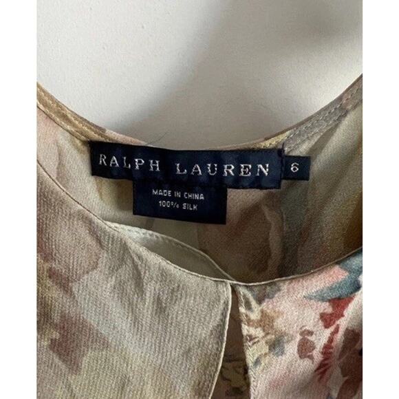 Ralph Lauren Vintage Silk Slip Dress Floral Tiered Ruffle Chiffon Mini 90s Y2k 6 - Picture 11 of 13